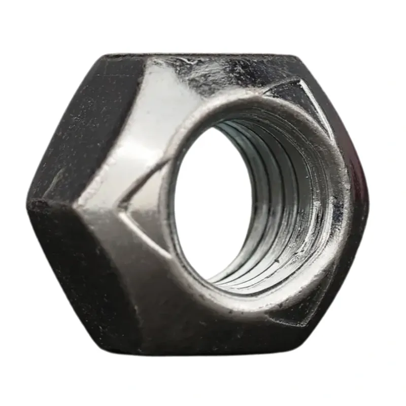 Stainless steel crimp nut macro image showing thread design and gripping profile for secure fastening