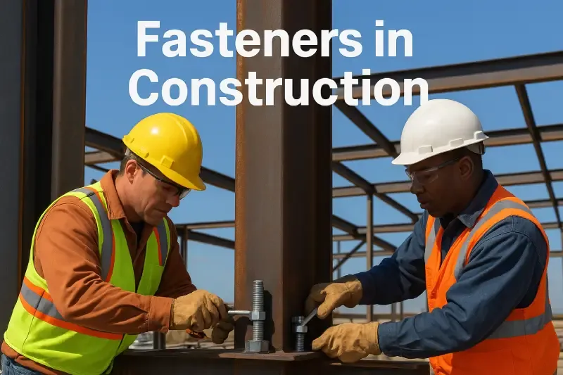 Fasteners in use in the construction industry.