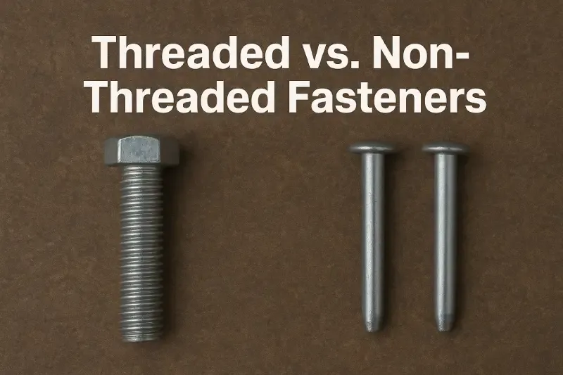 Threaded bolts and non-threaded rivets comparison.