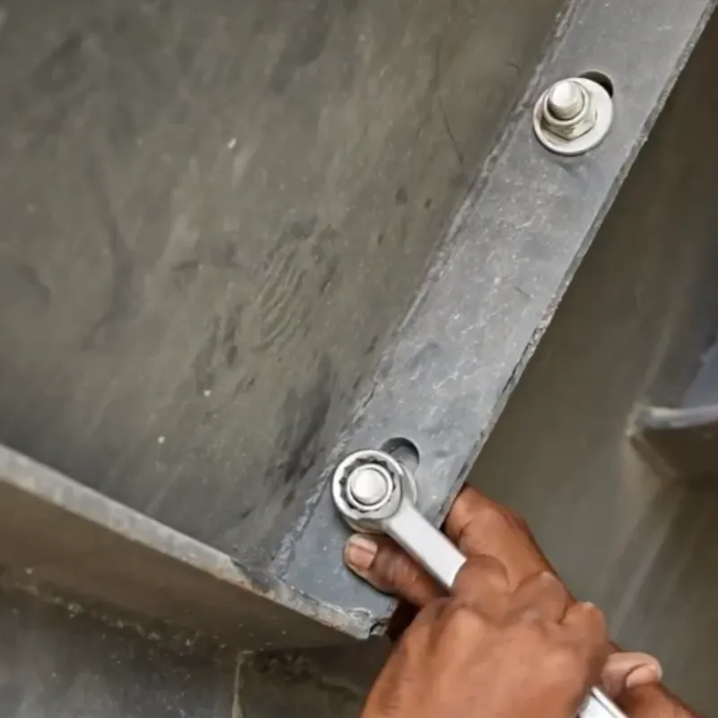 Webber Crimpex crimped nut installed on equipment panel designed to resist loosening under vibration.