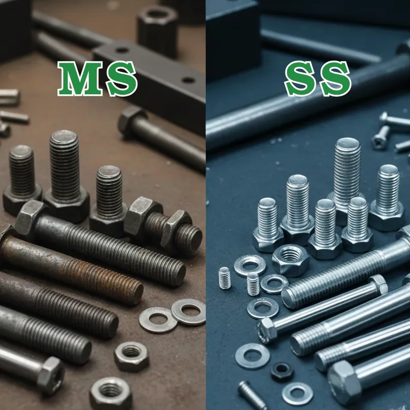 Rusted Mild Steel plate next to clean Stainless Steel plate showing corrosion difference